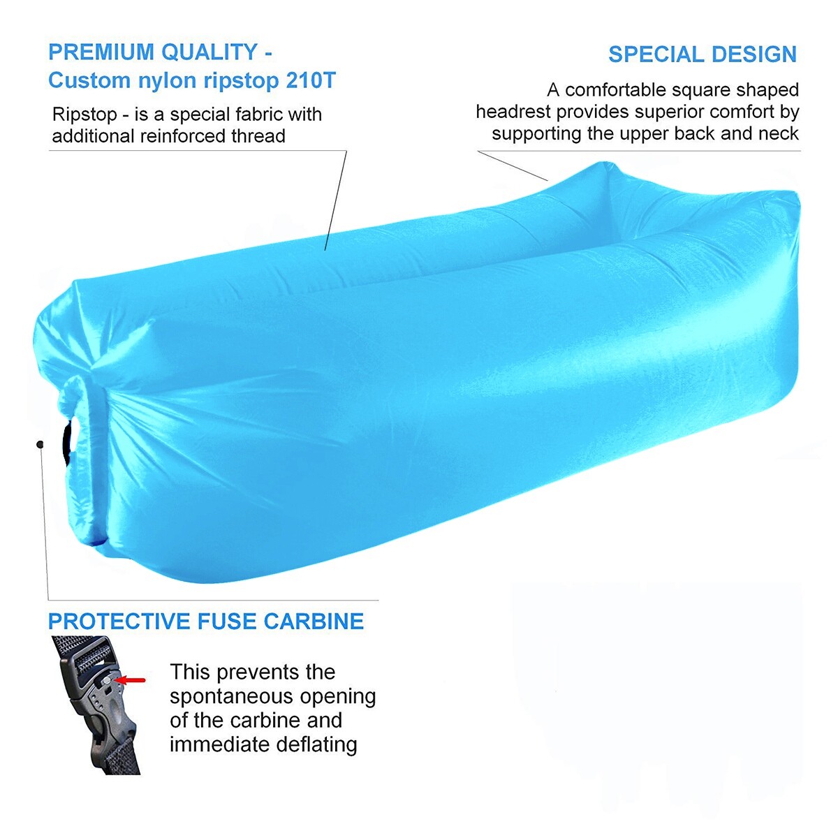 Camping Inflatable Lounge Chair Air Sofa Ultralight Beach Sleeping Bag