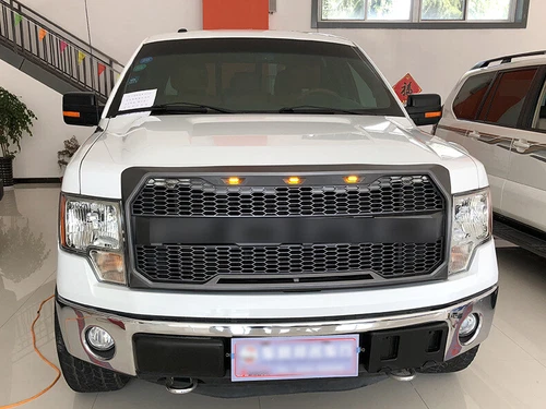 Parrilla de malla de parachoques delantera negra con luz LED para F150 2009-2014 - Imagen 10 de 12
