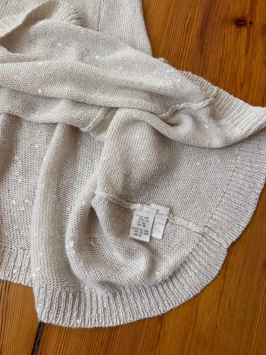Brunello Cucinelli Pullover Seide Leinen creme sequin Pailletten Gr. S A-Linie - Bild 7 von 9