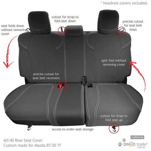 Fit Mazda BT-50 TF XT (Oct20-Now) REAR Premium Tough Neoprene Seat Cover - Picture 2 of 10