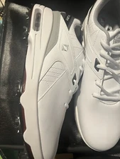 FENLERN Men's Golf Shoes Non-Slip Water-Resistant White Microfiber