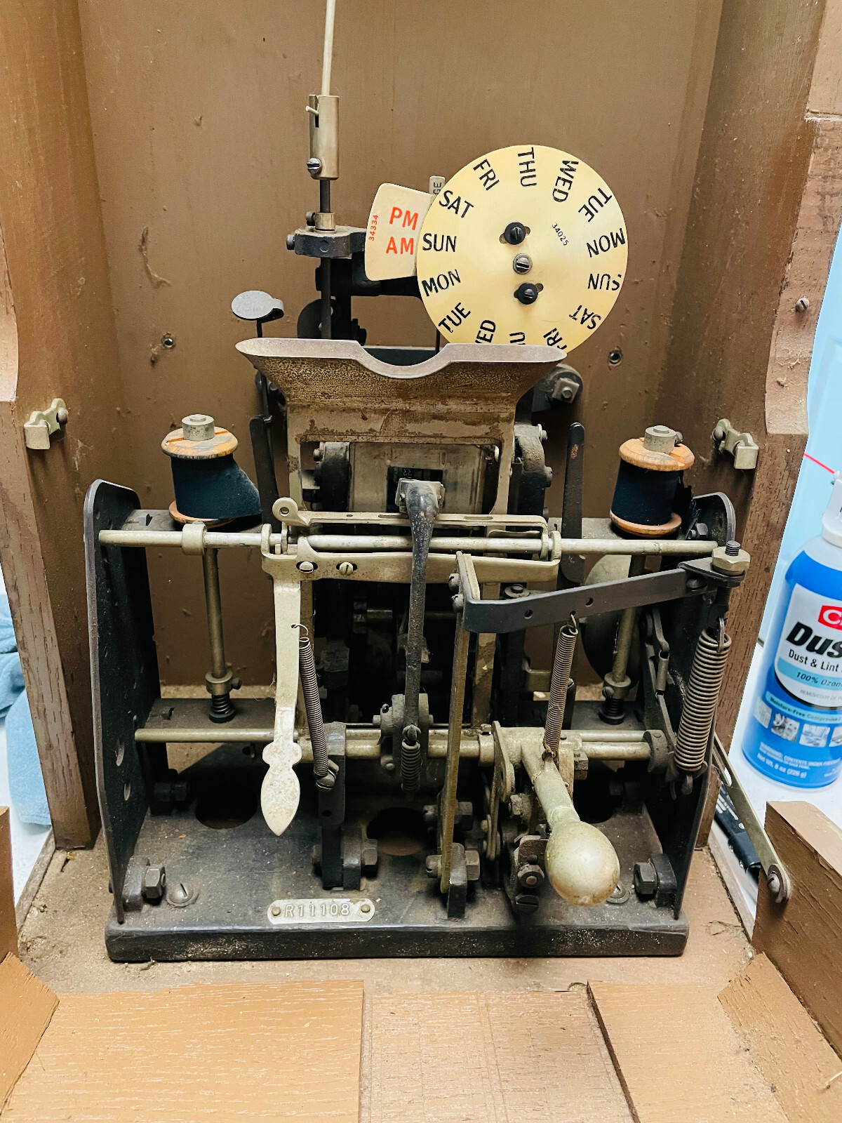 Antique International Time Recording Co. Oak Wood Wall Mount 46" HT