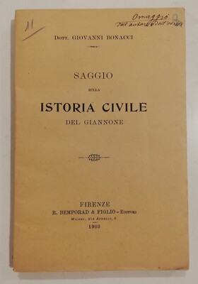 Bonacci SAGGIO SULLA ISTORIA CIVILE DEL GIANNONE 1903 firma omaggio dell'autore