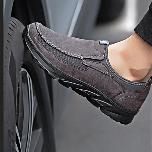 MENS LEATHER SLIP ON WALKING SHOES DRIVING MOCCASIN COMFORT CASUAL TRAINERS SIZE - Picture 14 of 78