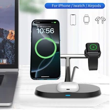 3in1 Magnetic Wireless Charger Charging Dock For Apple Watch iPhone 12~16 Series