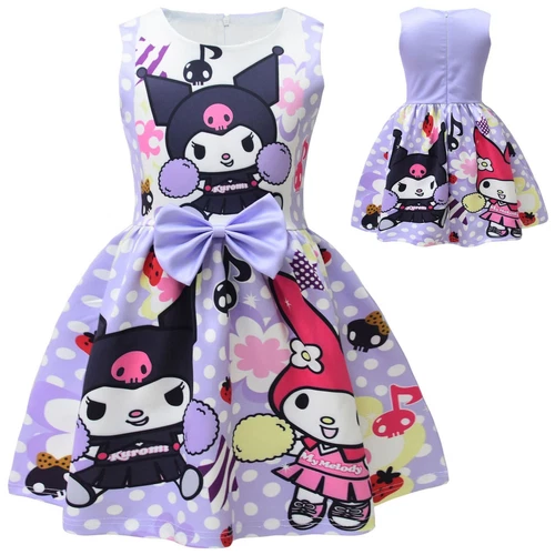 Kuromi Princess Dress Girls Baby Bow Dresses Sleeveless Twirl Dress Summer Gift - Picture 2 of 9
