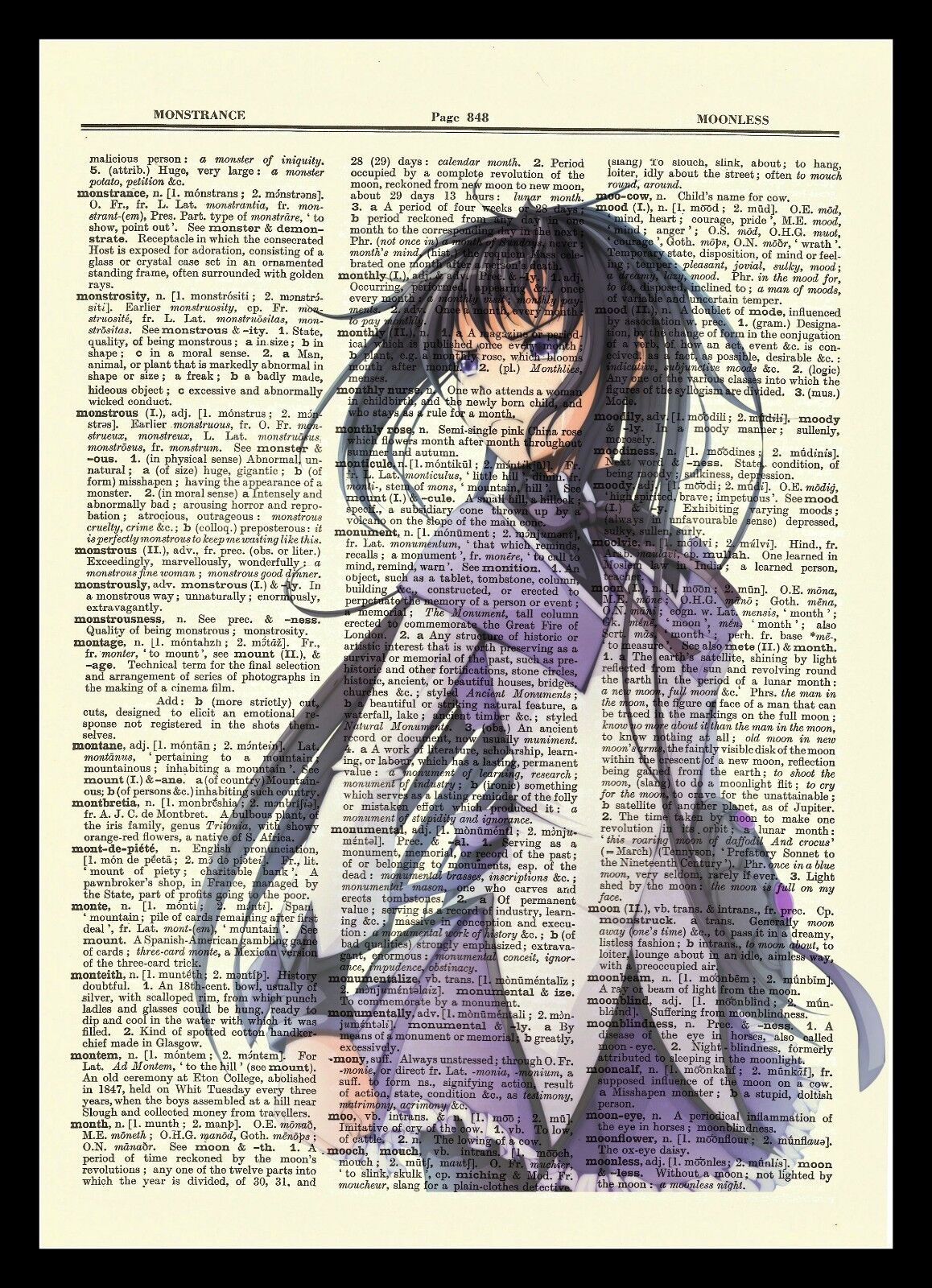 Puella Magi Madoka Magica Anime Dictionary Art Homura Akemi Poster Picture