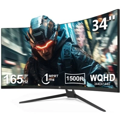 Z-EDGE UG34 34" 3440x1440 21:9 2K UWQHD 165Hz 1ms Curved Gaming Monitor, PBP/PIP
