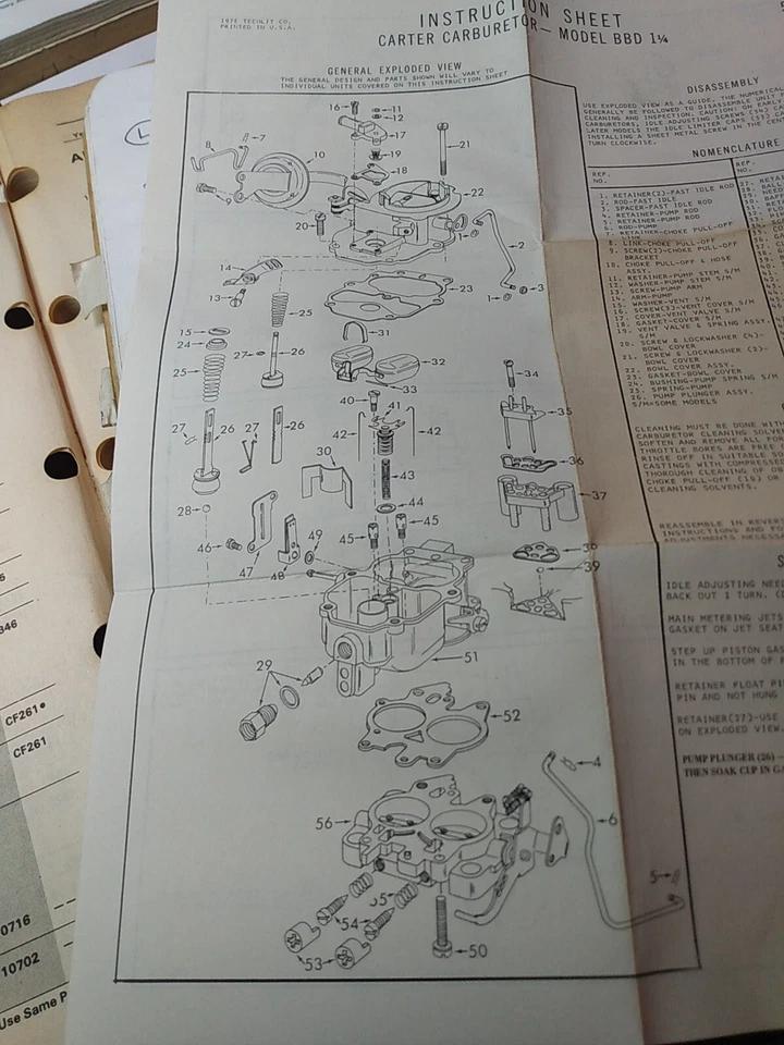 Dodge Passenger Dart Barracuda Plymouth Valiant 318 Carter BBD 1970 kit de carburador Foto 2 de 4