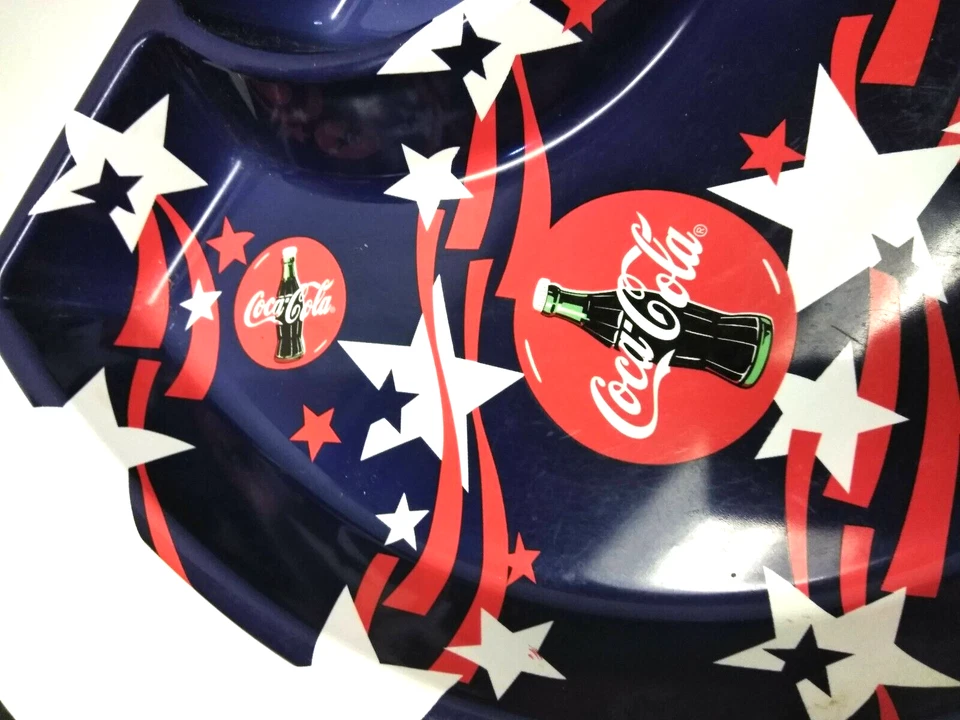 RED WHITE & BLUE Coca Cola Coke Collectible 4th of July PLASTIC CHIP & DIP TRAY - Image 4 of 4