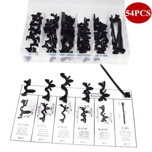 54pcs Car Body Wiring Harness Fastener Routing Clips Convoluted ...