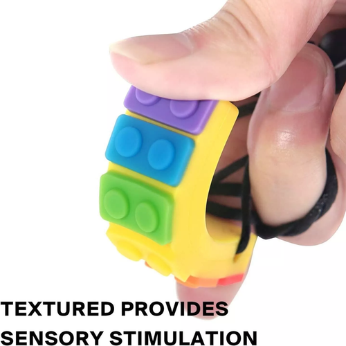 Kids Adults Sensory Rainbow Chew Brick Necklace Autism ADHD Teething Toys Biting - Picture 12 of 15