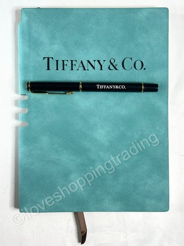 TIFFANY VIP GIFT TEAL SEUDE COVER NOTEBOOK PLANNER JOURNAL DIARY AND PEN SET NEW - Picture 2 of 11