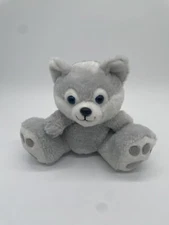 Wishpets Wolf Husky Plush Grey Stuffed Toy Big Feet 2017 Blue Eyes Dog 