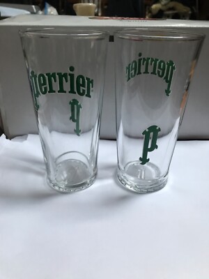 NEU Modern 2020 Perrier Wassergläser x 2 Becher Retro unbenutzter Zustand