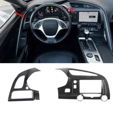 ABS Carbon Center Dashboard AC Air Vent Cover Trim Set Kit For Corvette C7 14-19