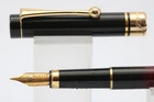 Vintage L'Plume Red Marble Medium Fountain Pen, GT (Ink Included)
