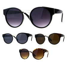 Womens Mod Round Horn Rim Designer Retro Plastic Sunglasses