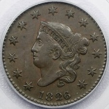 1826/5 1c Coronet Head Large Cent - PCGS AU 53