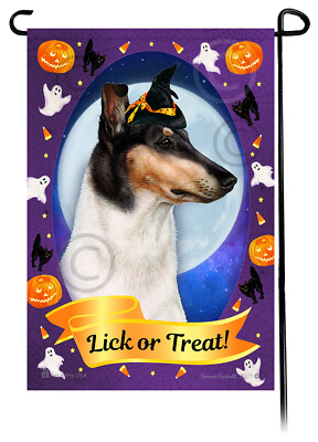 Halloween Garden Flag - Tri Smooth Collie