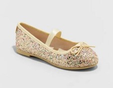 Toddler Girls' Lily Glitter Ballet Flats Gold - Cat Jack - SIZE 5