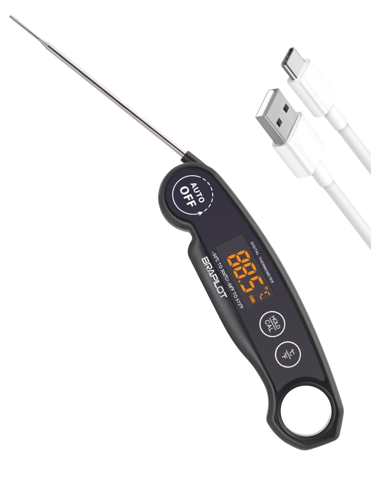 Meat Thermometer Rechargeable for Cooking - 3~4S Instant Read Candy Cooking F...-image