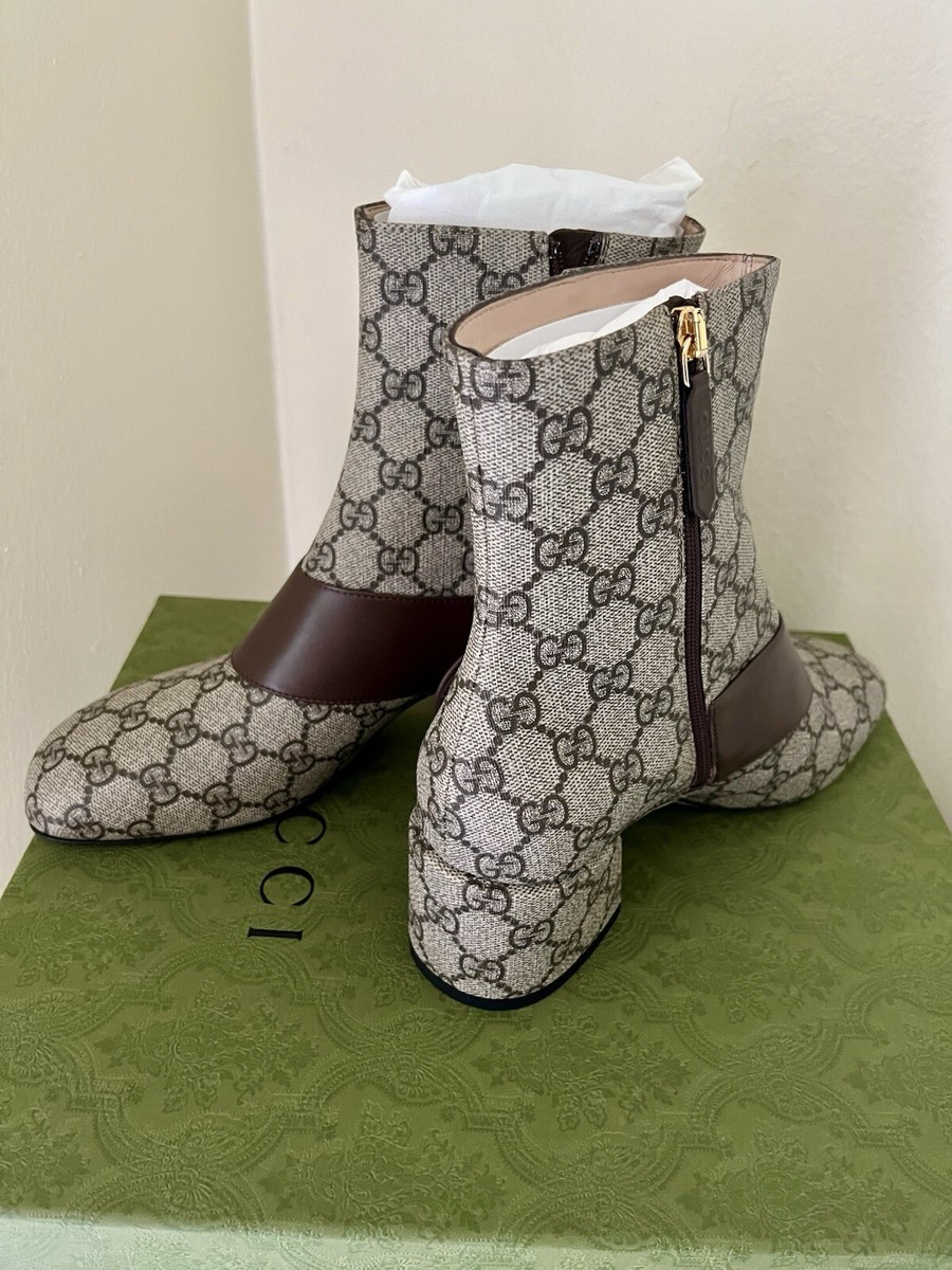NWB Gucci GG Supreme Blondie Chuck Heel Side Zip Boots Booties EU