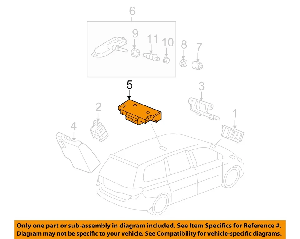Sistema de monitoreo de presión de neumáticos usado (TPMS) mod de control se adapta a: Honda Odyssey 2007 Foto 3 de 4