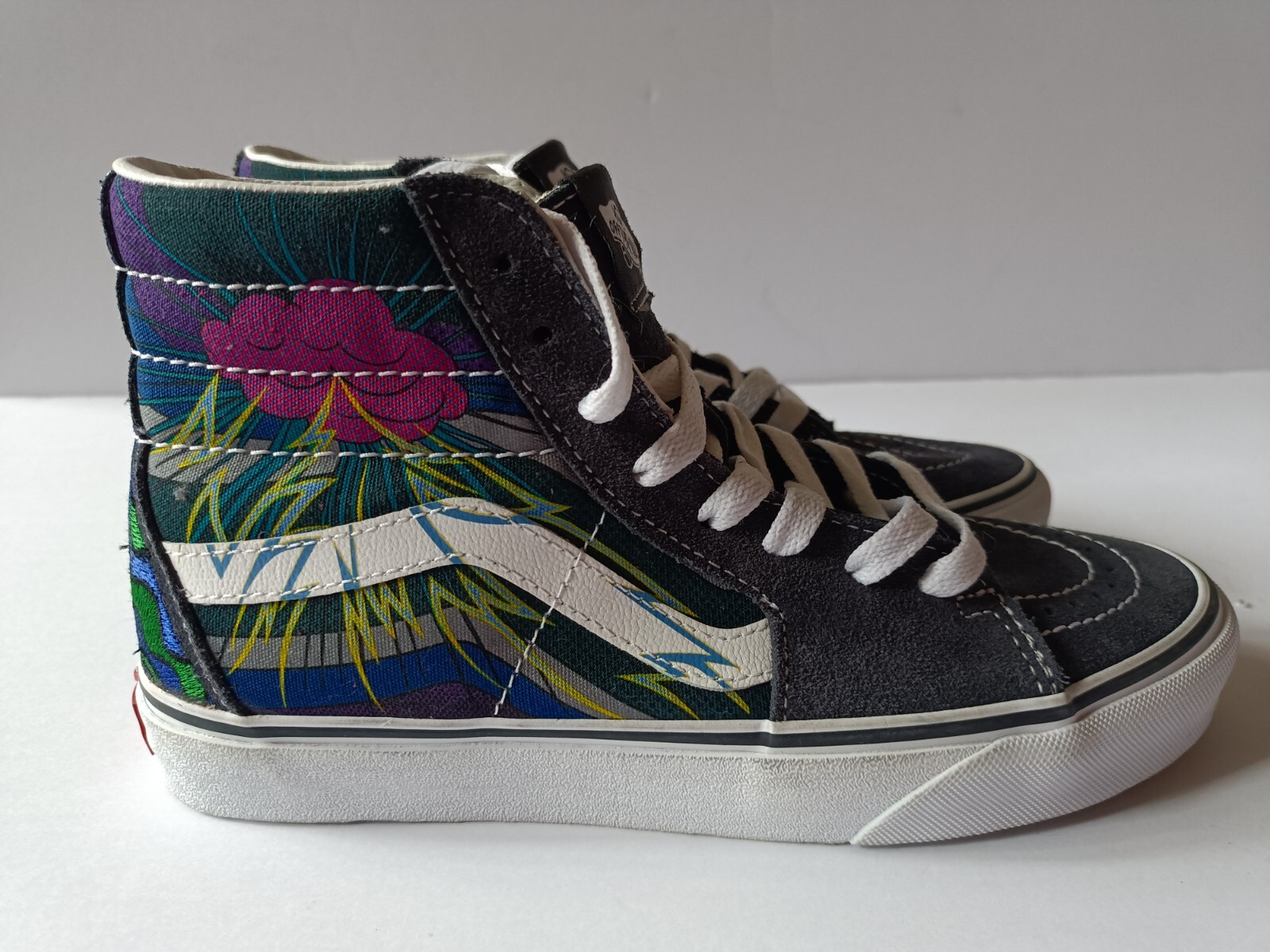 VANS Sk8-Hi Shoes Men's Size 6 Brainworks Suede Canvas High Top Black Sneakers