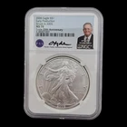 2006 American Silver Eagle Struck In 2005 NGC Ms70 Early Production Signed Ryder