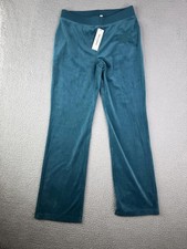 Juicy Couture Green Velour Sleep Pants M Logo Waist Y2K Lounge Cozy Soft