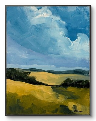 R Stevens Original Acrylic Dramatic Sky Landscape Painting 11x14 Art