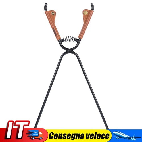 Bonfire Firewood Clip with Leather Cover Portable Anti-Scald Outdoor Accessories