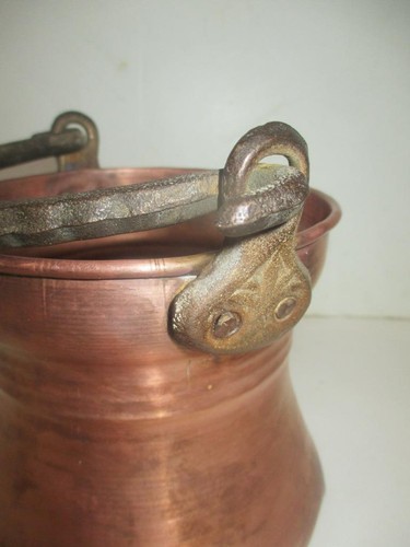 Vtg Copper Cauldron Boiler 6 Cup Pot With Iron Handle 5-1/2" Tall x 6-1/4" Wide - Picture 10 of 11