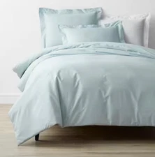 The Company Store Pale Blue Percale King Duvet Cover 300TC Cotton $154