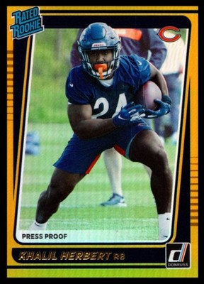Panini NFL Donruss 2021 Khalil Herbert Gold Press Proof Rated Rookie C5674