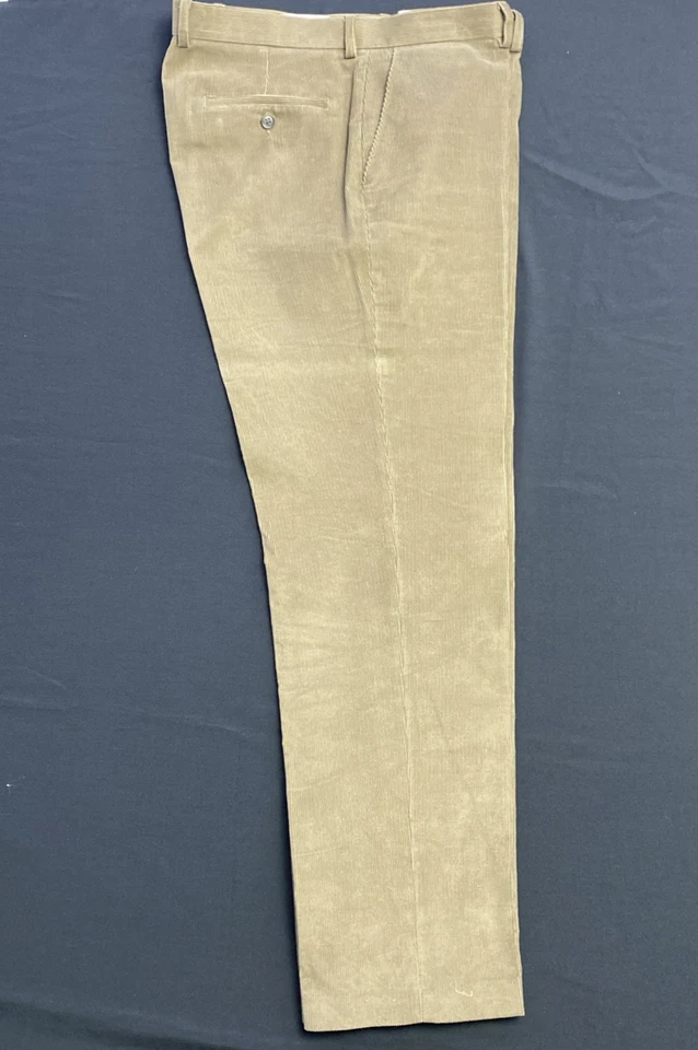 Ralph Lauren Corduroy Pants Men 36x32 Flat Front Tan Trousers Slacks - Image 2 of 4