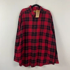 The Foundry Supply Co Plaid Flannel Shirt 2XLT Tall 100% Red Black Plaid