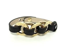 Bvlgari Doppio Tondo MultiCharm Bracelet 33914 Black Leather and Metal Women's