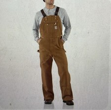 Carhartt Overalls Youth Size 14 Brown 210 Loose Fit Duck Canvas Double Knee Bib