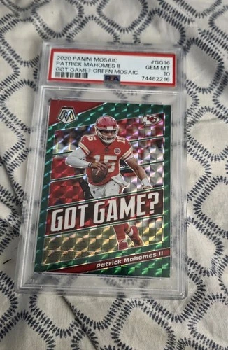 2020 Panini Mosaic Patrick Mahomes II Got Game? Green Mosaic #GG16 PSA 10 GEM MT