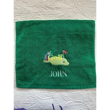 John Men's Green 100% Cotton Golf Towel