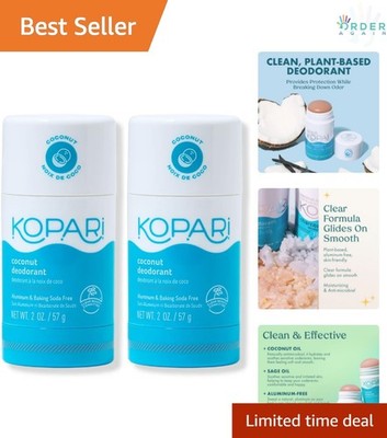Aluminum Free Coconut Deodorant Cream 2 Pack Non Toxic Plant-Based