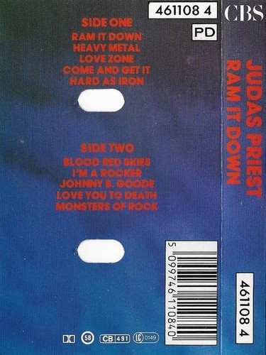 Judas Priest Ram It Down cassette UK Cbs 1988 cassette has info sticker on front - Picture 2 of 8