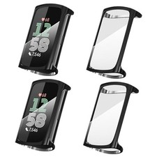 4 Pack for Fitbit Charge 6/Charge 5 Smartwatch Case, Black Black Black Black