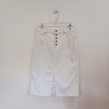 Banana Republic White Denim Midi SKirt, SIze 6