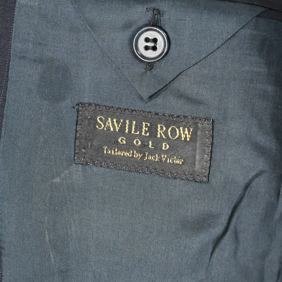 Jack Victor Savile Row 44R 38x32 Navy Blue Striped 100% Wool Verona Mens Suit - image 4 of 4
