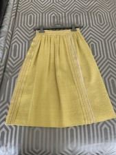 Prada Yellow Tweed Pleated A-Line Knee Length Skirt Lined Zip, Women 38