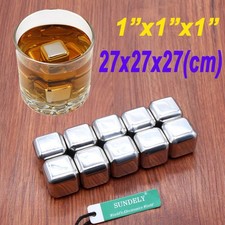 10 Block Stainless Metal Ice Cubes Whiskey Stones Beverage Cooler Drink Chiller