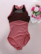 Chacott TS Neck Leotard Ballet Dance Terracotta Black Size TS